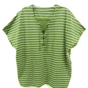 Northcrest Green Stripe Top Size 2X NWT🎁